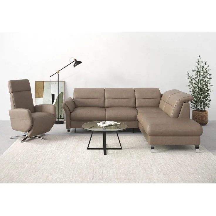 sit&more Ecksofa Grenoble L-Form mit Federkern, wahlweise mit Bettfunktion, Bettkasten, Arm- und Kopfteilverstellung