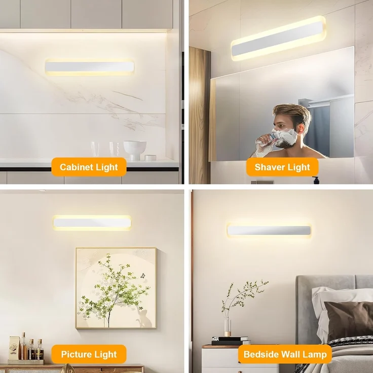 Dehobo Led Bad Spiegelleuchte 14W 40cm - LED Spiegellampe Badezimmer Spiegelleuchte IP44 4000K Neutralweiß - Badlampe Wandbeleuchtung 230V 1000LM Spiegelfrontlicht aus Acryl Kein Flimmern – Bild 7