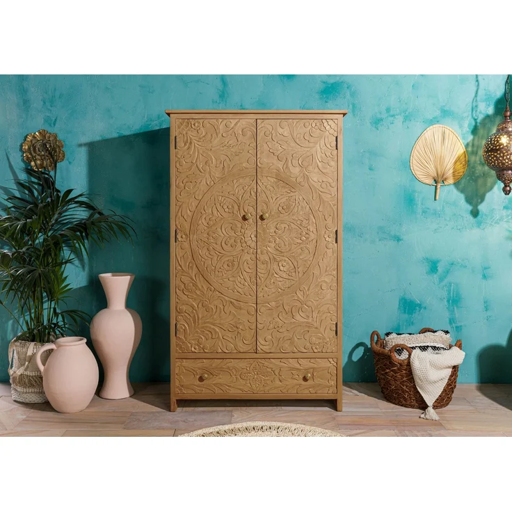 Kleiderschrank Mango 108 x 64 x 180 natur lackiert KASHMIR #106 – Bild 3