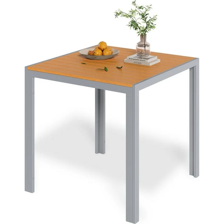 TLGREEN Gartentisch Aluminiumrahmen Quadratisch (110x70 cm WPC Balkontisch Wetterfest, Rechteckiger Terrassentisch, Esstisch Outdoor, 1 Tisch), Hitze- und Wetterbeständig, rutschfest, Brettbreite 6.5cm – Bild 2
