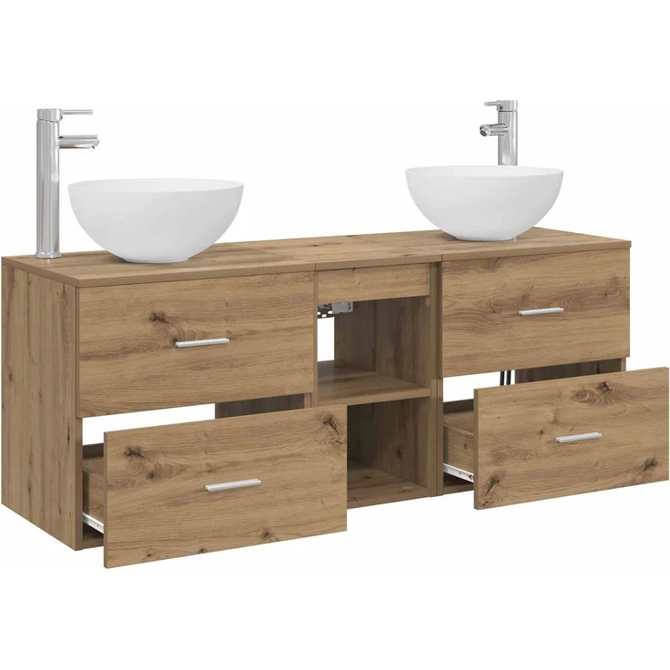 vidaXL Badezimmerschrank-Set 3 stk. Artisan-Eiche 129 x 35 x 80 cm 3405794 – Bild 4