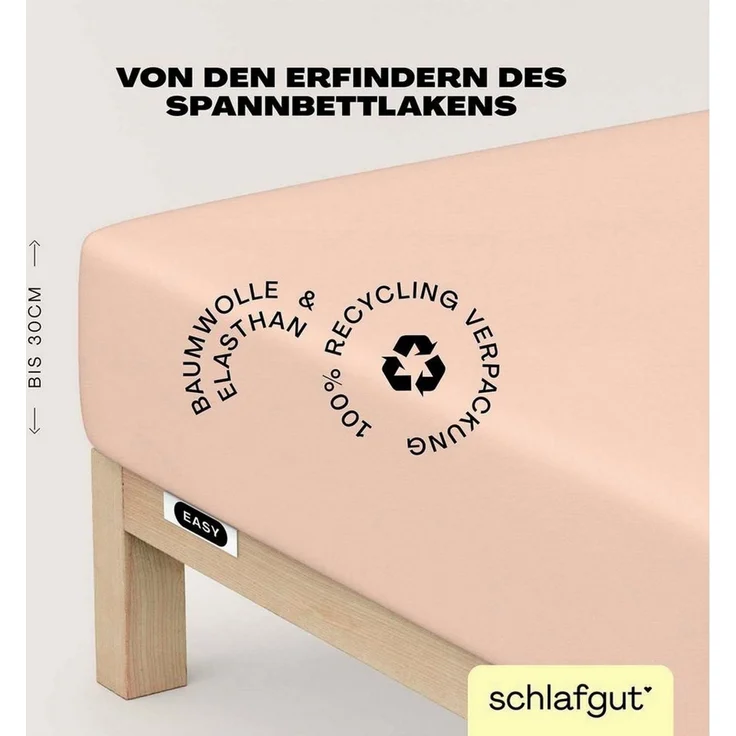 Schlafgut 'Easy' Spannbettlaken, MADE IN GREEN by OEKO-TEX®, Gummizug: rundum, Jersey Elasthan, Red Light, S 90x190cm - 100x220cm – Bild 2