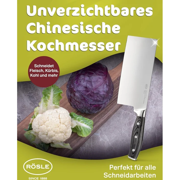 RÖSLE Kochmesser WOLFGREY Chinesisches Kochmesser 18cm – Bild 2