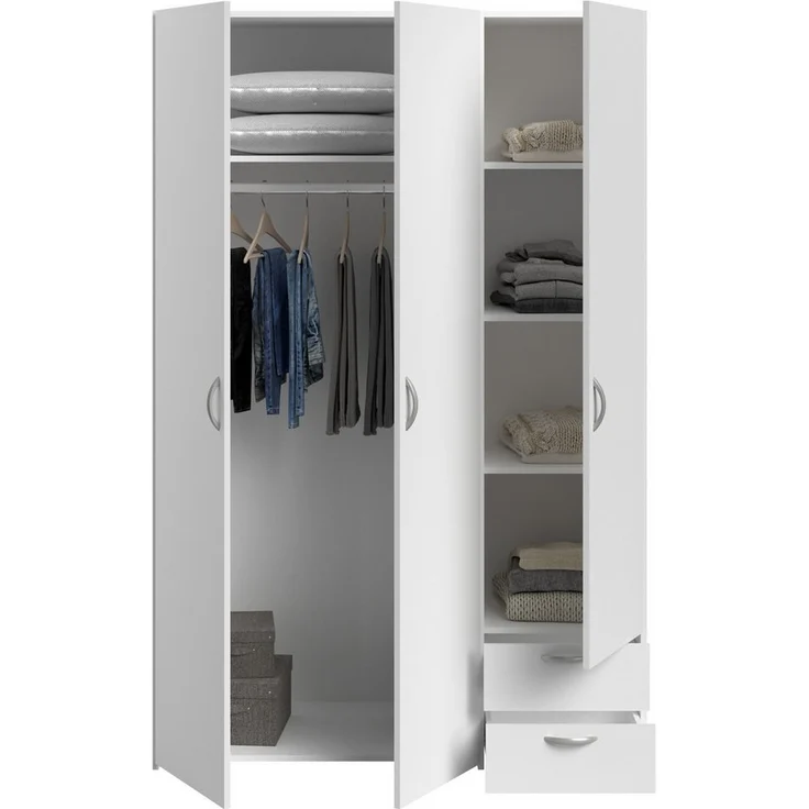 Parisot Daily 2 Kleiderschrank – 3-türig in Weiß, 120x185x51 – Bild 3