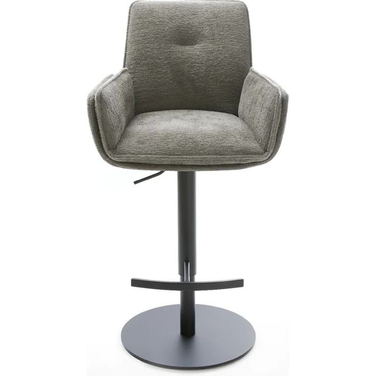 Barstuhl Nela-Flex Bouclé Soft Schlamm Drehfuß höhenverstellbar Metall Schwarz – Bild 2