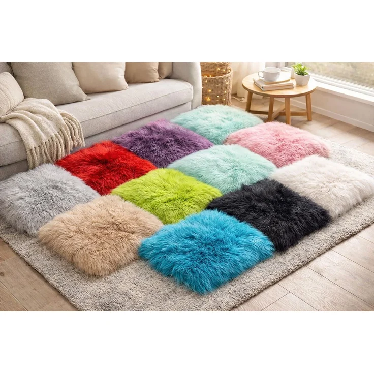 Provellus Sitzkissen Vegane Sitzauflage 40x40 cm Felloptik weich & waschbar – Bild 8