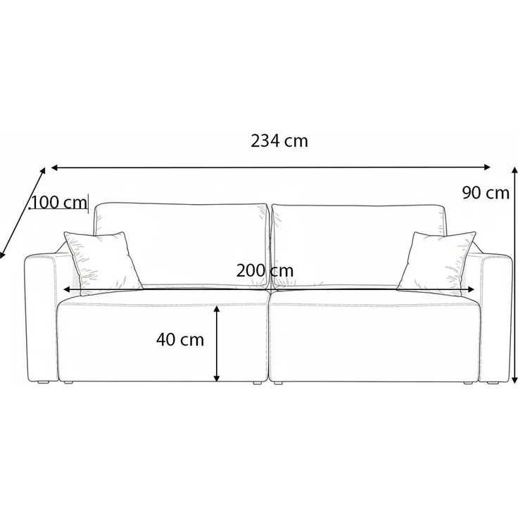 Wohnero24 Schlafsofa MONELLA 234x100 cm – modernes Sofa mit Schlaffunktion 154x200 cm & Bettkasten, RIVIERA Veloursstoff in Hellgrau – Bild 6