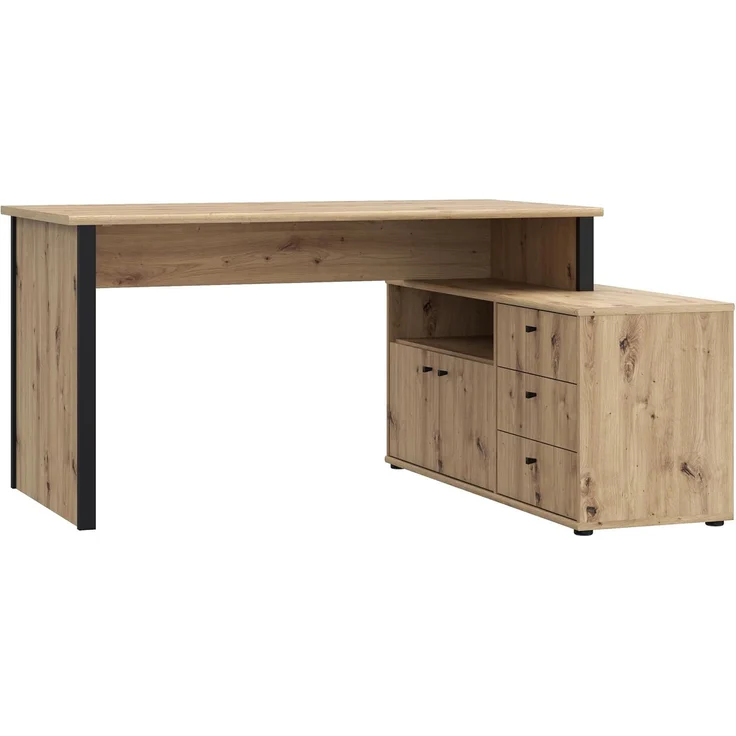 Forte Schreibtisch TEMPRA 2 - Büro in Artisan Eiche (D78)-Schwarz (Z13) – Bild 4