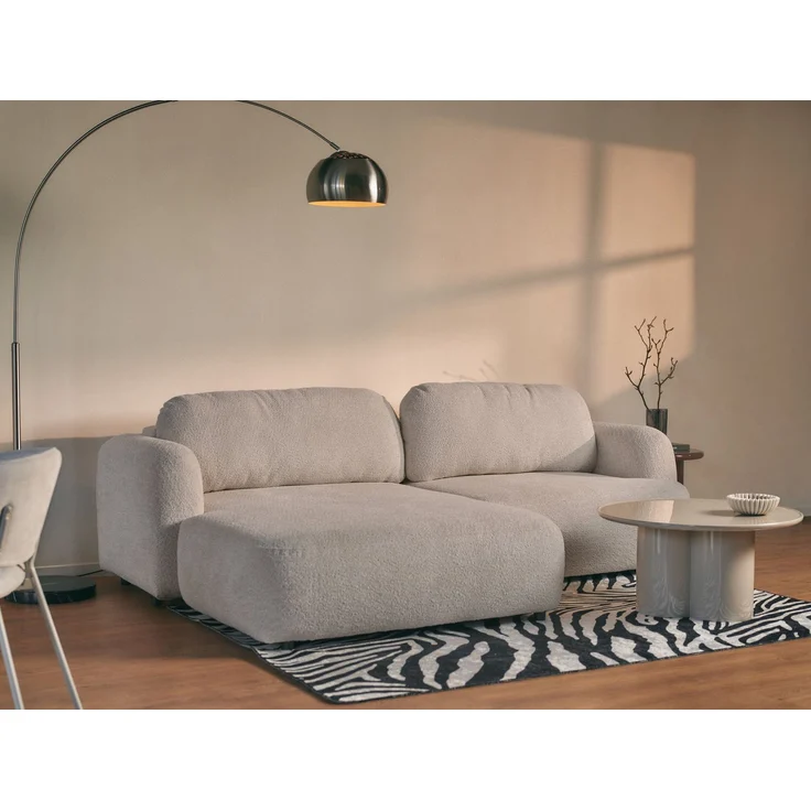 Selsey Tvoya Ecksofa mit Schlaffunktion, Ottomane links, Bouclé Beigegrau – Bild 3