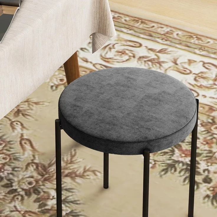 HOMCOM Esszimmerstuhl Thekenhocker mit gepolstertem Sitz, Rundhocker, Barhocker (Hocker, 4 St), für Wohnzimmer, Esszimmer, Dunkelgrau – Bild 9