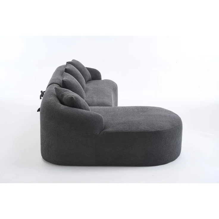 DESVIAE Sofa 3-Sitzer mit geschwungenem Design, Chenille, Dunkelgrau, 243 x 150 x 67 cm – Bild 3