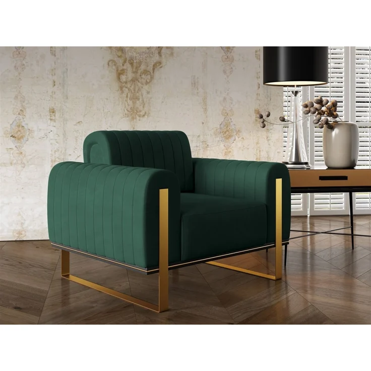 Sessel Designersessel VALERIE in Stoff Elisa Velvet Flaschengrün – Bild 1