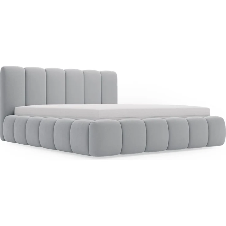 GRAINGOLD Cloud Bett 120x200, Polsterbett ohne Bettkasten, Velvet-Stoff, mit Lattenrost, Hellgrau – Bild 2