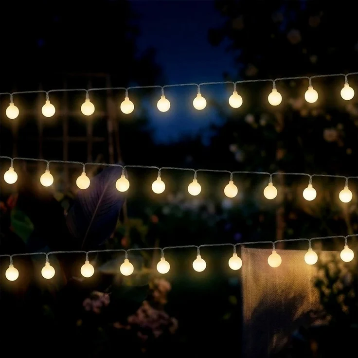 Spetebo LED-Lichterkette Lichterkette 290 cm für Außen mit 30 mini Kugeln, 30-flammig, Automatische Einschaltung bei Dämmerung – Bild 5