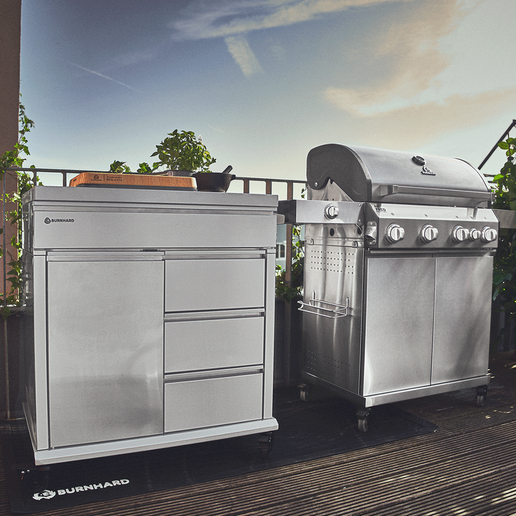 EARL 3-Brenner Gasgrill mit Grill Beistellwagen und Gusseisen Grillrosten Set 3-tlg. - Multi-Color - #946476 – Bild 7