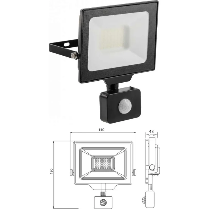 30w LED Außenbereich Strahler Leuchte IP65 mit Bewegungssensor in schwarz Eckig|Kaltweiß – Bild 2