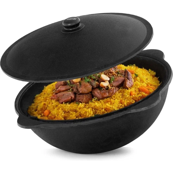 BIG-PAN Wok Kazan aus Gusseisen 10L mit Aluminium Deckel WOK – Bild 5