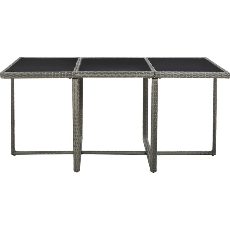 vidaXL 11-tlg. Garten-Essgruppe mit Auflagen Poly Rattan Grau 46537 – Bild 4