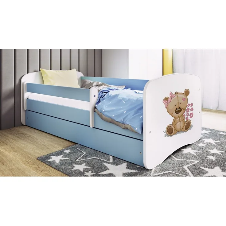 Raumhirsch Furniture Kinderbett 70x140, 80x160, 80x180 cm - Komplettset mit Matratze & Schublade (Bett für Mädchen, Einzelbett Kinder 2–12, mit Rausfallschutz & Lattenrost), verschiedene Farben & Designs