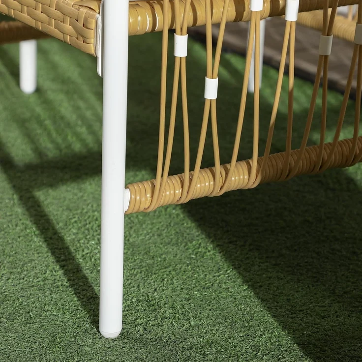 Outsunny Gartenlounge-Set Rattan Gartenmöbel-Set Gartengarnitur mit 2 Gartenstühle, Couchtisch, (Sitzgarnitur, 3-tlg, Balkonmöbel-Set), für Balkon, Terrasse, Gelb+Creme – Bild 9