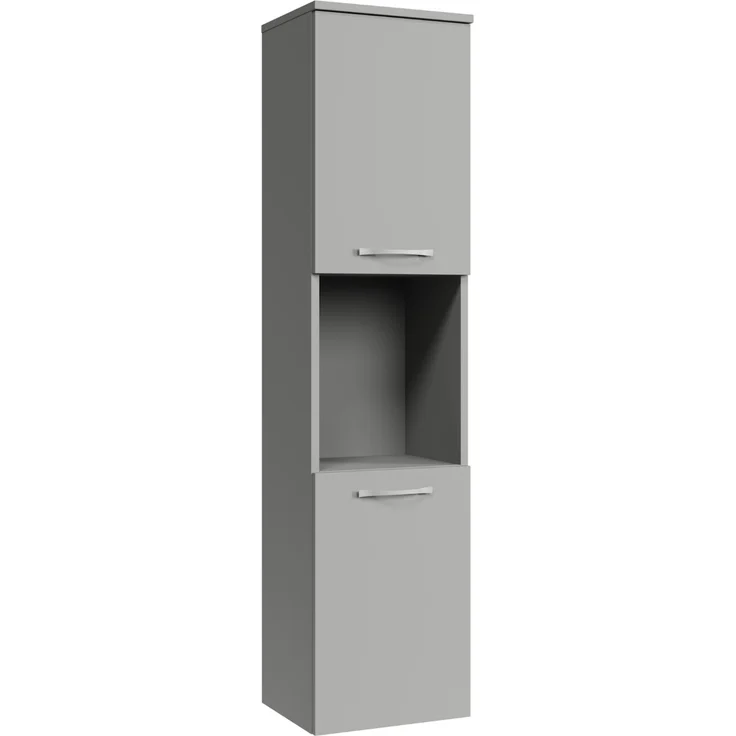 Badplaats Badezimmerschrank Montreal 30 x 30 x 131 cm Grau Matt - Hoch Badschrank Mit 2 Türen – Bild 1