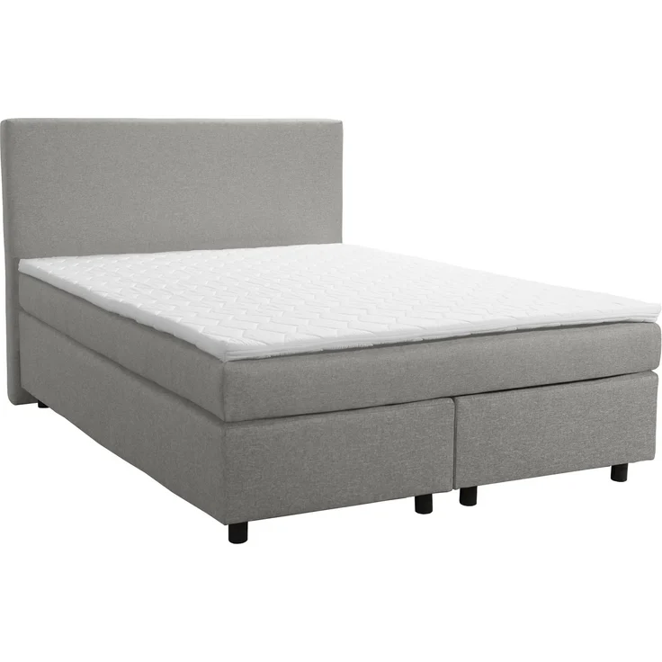Boxspringbett 'Paxos 1' Hotelbett 140x200 Bonellfederkern Bett mit Topper hellgrau – Bild 1