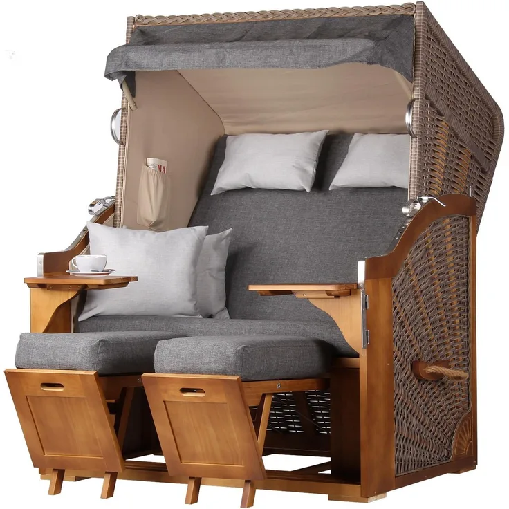 Strandkorb Komplettset - bene living - Schleswig Pinie - PE mokka - Modell 558