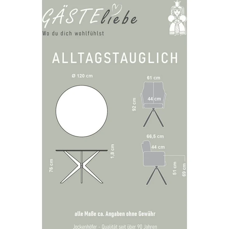 Jockenhöfer Gruppe Essgruppe Kopenhagen/Santorini, Sitzgruppe (Set, 5-tlg, 1 Tisch, 4 Stühle), (5-tlg), Tischplatte melaminbeschichtet, Sessel 360° drehbar, mit Auto-Return – Bild 4