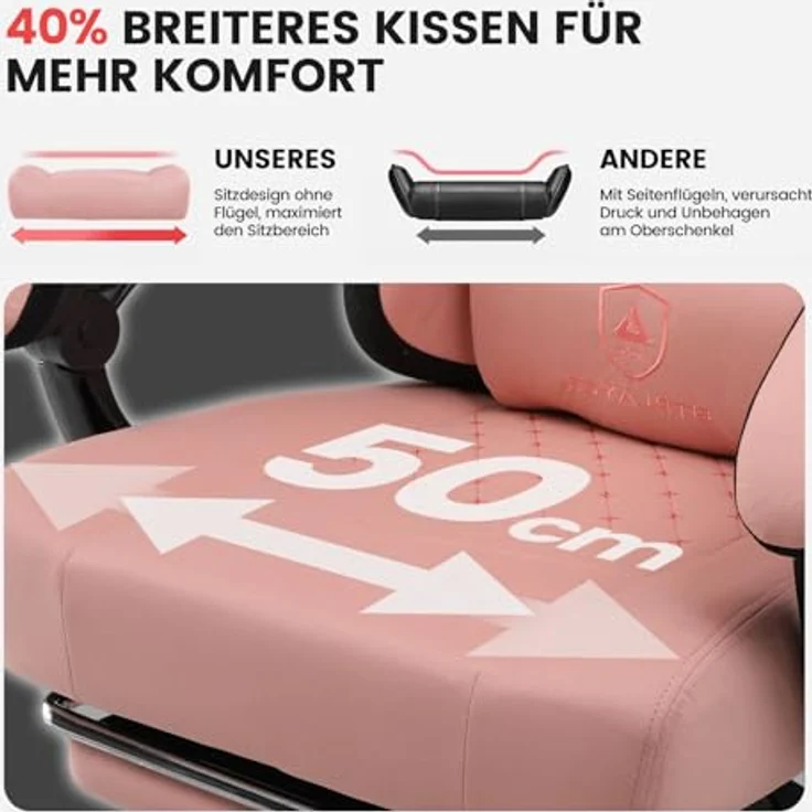 GTPLAYER Gaming-Stuhl Ergonomischer Gaming Sessel Schreibtischstuhl mit Stoffoberfläche (Pacekung), Federsitzkissen mit Fußstütze – Bild 5