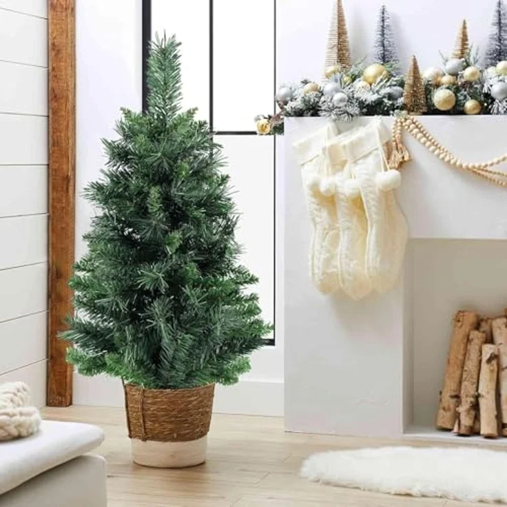 SALCAR 90 cm künstlicher Weihnachtsbaum mit Zementbasis – Kleiner Premium Tischbaum für Innenbereich, perfekte Weihnachtsdekoration – Bild 6