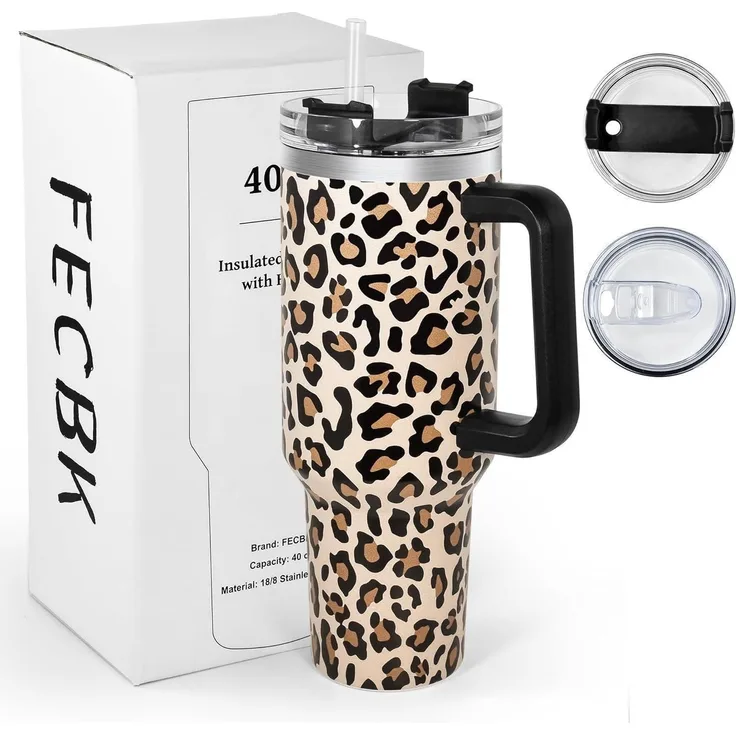 Thermobecher mit Strohhalm und Henkel 1,2L - Auslaufsicherer Edelstahl