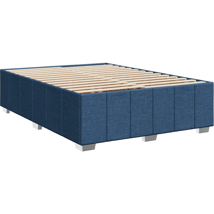 vidaXL Boxspringbett mit Matratze mit Kopfteil Blau 140 x 190 cm Stoff 3454140 – Bild 5