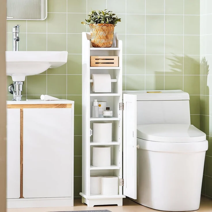Freistehend Toilettenrollenhalter Badregal, FRG177-W – Bild 4