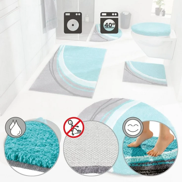 Erwin Müller Badematte WC-Vorlage "Mykonos", Höhe 20 mm, eckig, Grafik – Bild 2