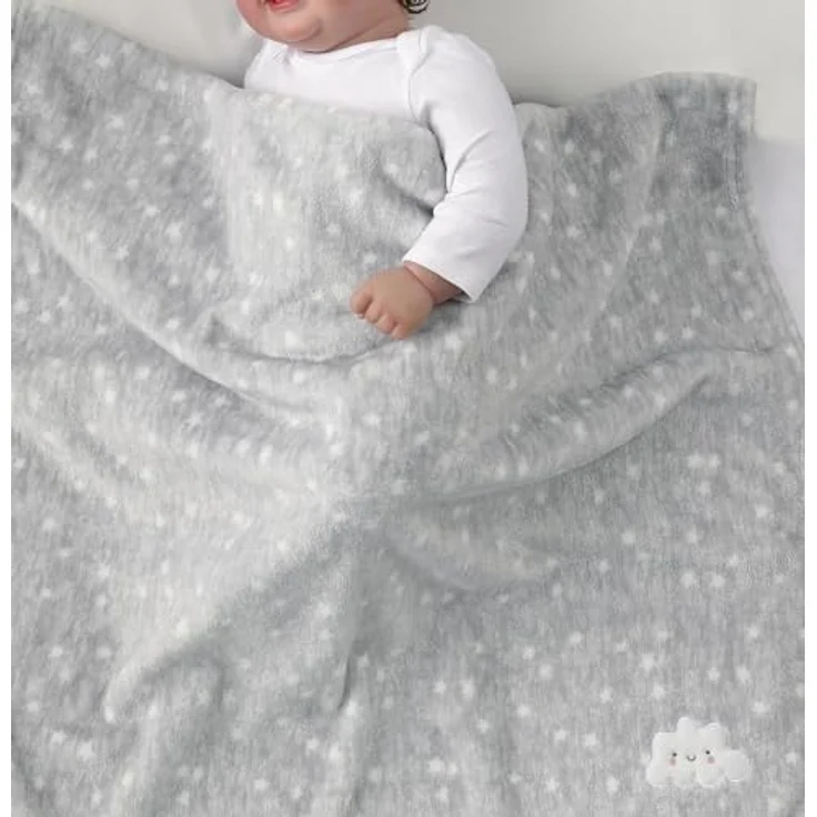CREVENT Kleine Flauschige warme Baby-Überwurfdecke für Jungen, Kleinkinder, Kinderbett, Kinderwagen, 75x100 cm, graue Wolke – Bild 5