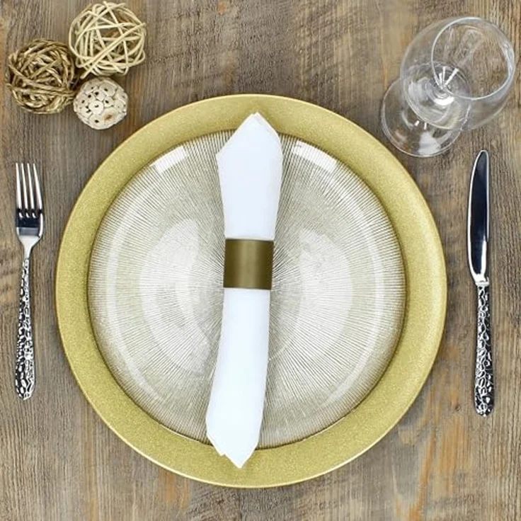 MamboCat Servierplatte 6er Set Platzteller Gold Glitzer 33cm Dekoteller leicht Kunststoff, Kunststoff, Weihnachten – Bild 5