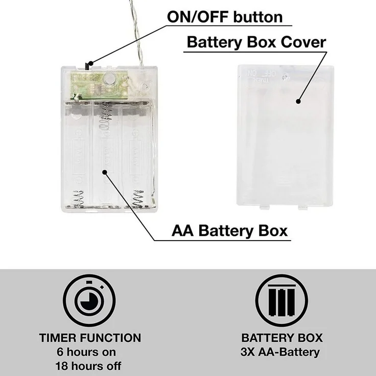 COZY HOME LED-Lichterkette Fotoclip Lichterkette - Batterie und Stecker, 30 Fotoclip LEDs I Timer-Funktion I 6 Meter I Warmweiße LED – Bild 3