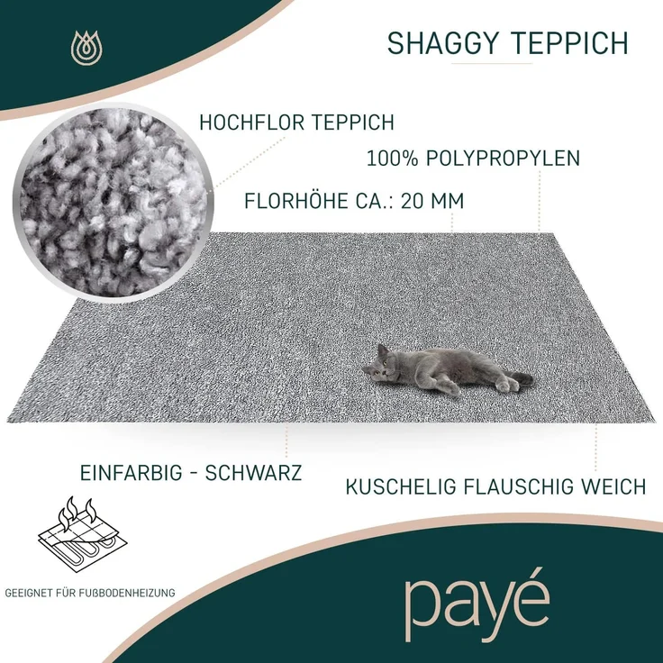 Teppich Läufer Hochflor Shaggy - 80x300cm Läufer - Grau Einfarbig Wohnzimmer Uni Flauschig Modern Boho Deko Teppiche Weich Schlafzimmer – Bild 5