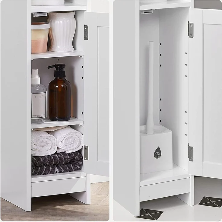 Vasagle Badschrank mit verstellbaren Ablagen, MDF weiß, 18 x 20 x 80 cm – Bild 7