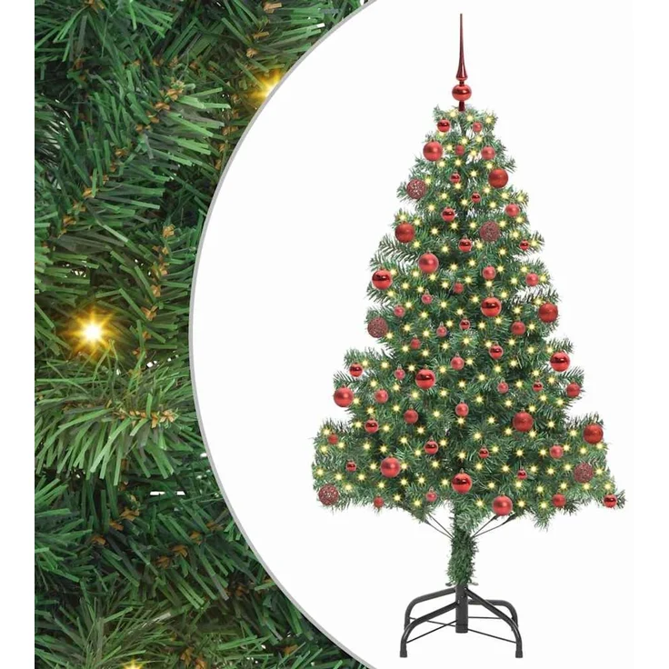 vidaXL Weihnachtsbaum mit LED-Beleuchtung Grün 180 cm PVC und Stahl 3396380 – Bild 2
