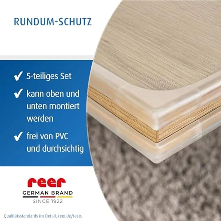 reer Vorteilspack Ecken- & Kantenschutz | Rundumset für Kindersicherheit | Eckenschutz und Kantenschutz für Möbel | Einfache Klebemontage, flexibel zuschneidbar | Transparentes, PVC-freies Material – Bild 6