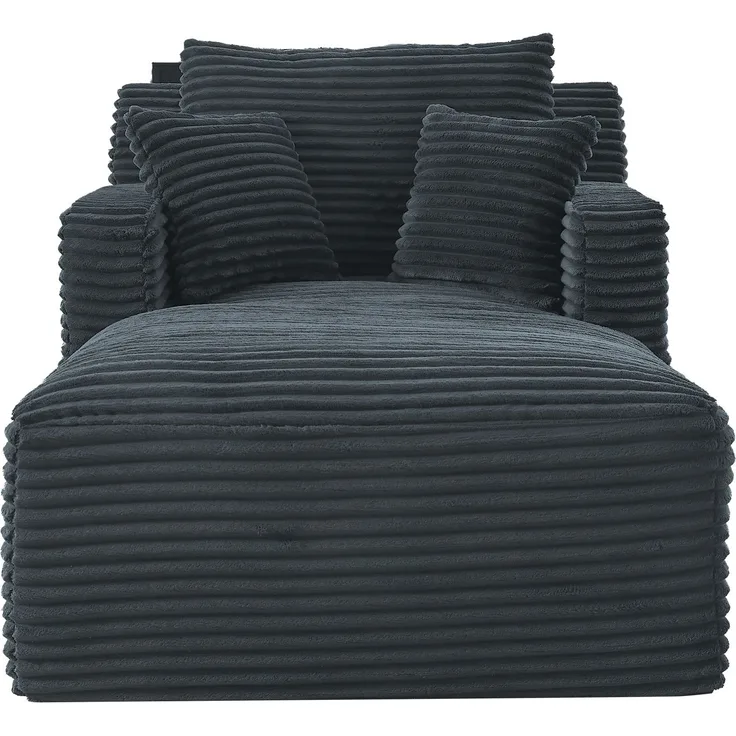 Chaiselongue mit Cordstoff, vakuumkomprimierter Relaxsessel mit Taschenfederkern und hochdichtem Schaumstoff, keine Montage erforderlich, bequemer Loungesessel für Wohnzimmer--Antikes Dunkelgrau--100x166x127cm--YOUDENOVA
