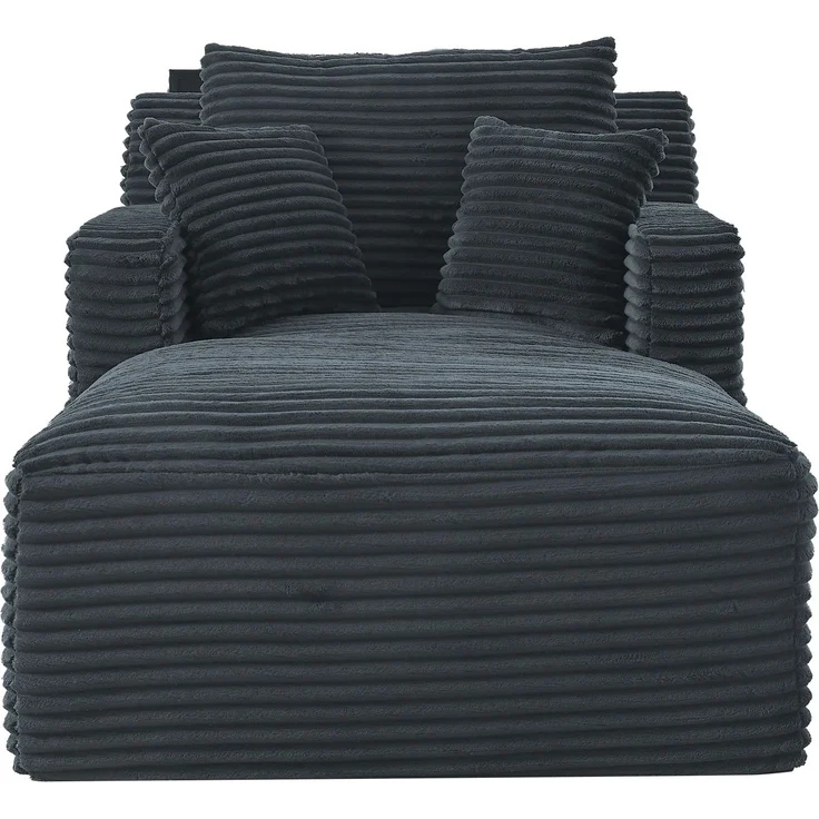 Chaiselongue mit Cordstoff, vakuumkomprimierter Relaxsessel mit Taschenfederkern und hochdichtem Schaumstoff, keine Montage erforderlich, bequemer Loungesessel für Wohnzimmer--Antikes Dunkelgrau--100x166x127cm--YOUDENOVA – Bild 1