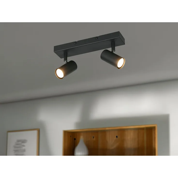 Deckenstrahler TARYN Schwarz 2-flammig, Breite 26cm