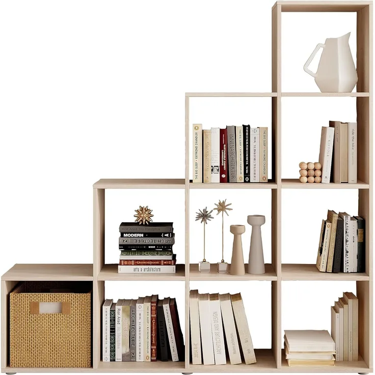 Stella Trading Luna Modernes Würfelregal Eiche Sonoma Nachbildung, ideal für Faltboxen - Praktisches Raumteiler Regal mit 10 offenen Fächern - 149 x 149 x 35 cm