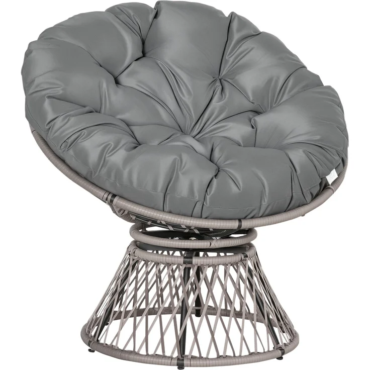 MELAYR, Papasansessel Korbsessel Sessel mit Polster 360 Grad Rattan Grau B87 x T97 x H86, 87 x 97 x 86 cm – Bild 1