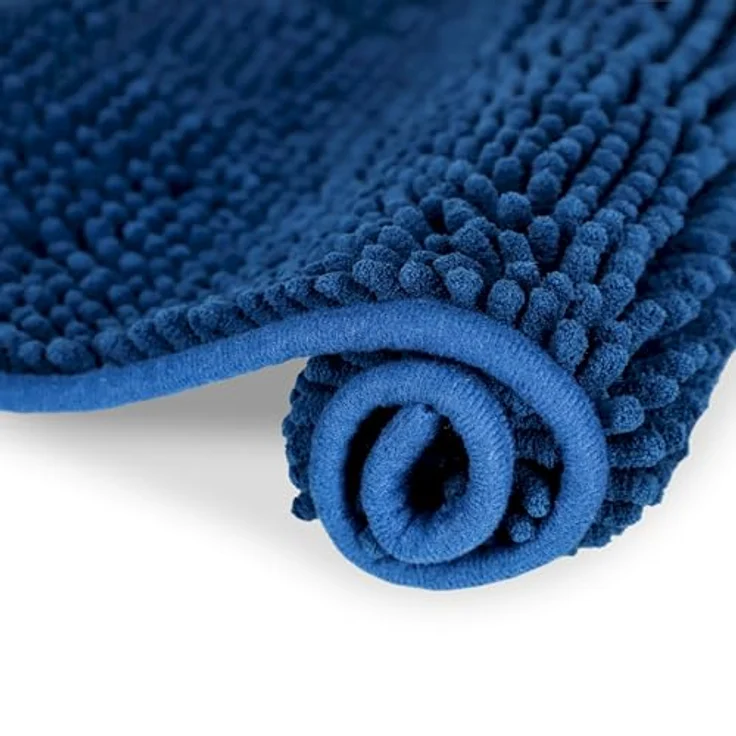 WohnDirect Badematte 45x45 cm MIT WC Ausschnitt | Dunkelblau - rutschfest & Waschbar - Badezimmerteppich zum Set kombinierbar, Badvorleger, WC Garnitur, Badteppich – Bild 8