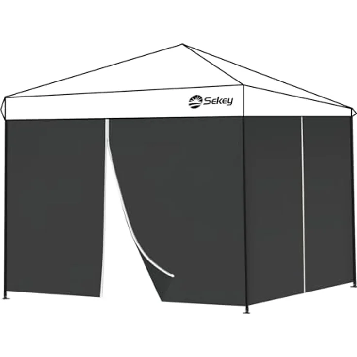 Sekey 2PCS Seitenwände für Pavillon 3x3 Wasserdicht Winterfest, Seitenwände für Pavillon Partyzelt Gartenzelt 3x3 m, 1 Fenster 1 Tür, Grau (Schwarz, 2 Türen) – Bild 2