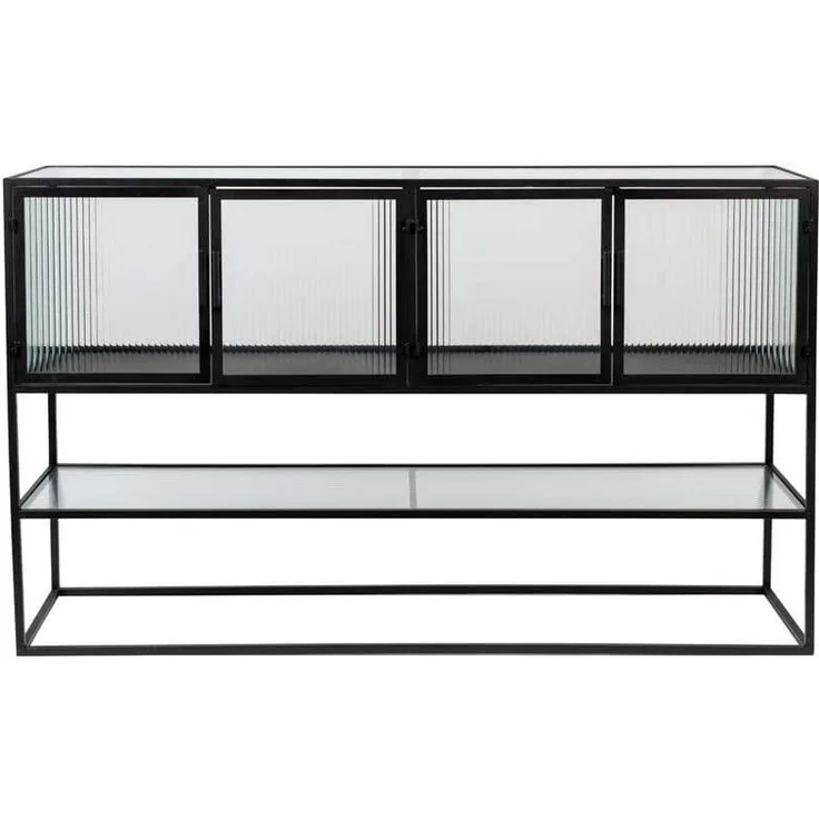 Sideboard - Boli High, Glas/schwarz Metall