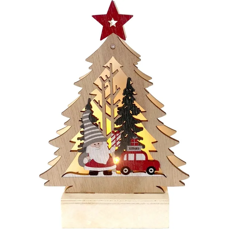 HTI-Living Weihnachtsmann kommt mit dem Auto Leuchtspitze